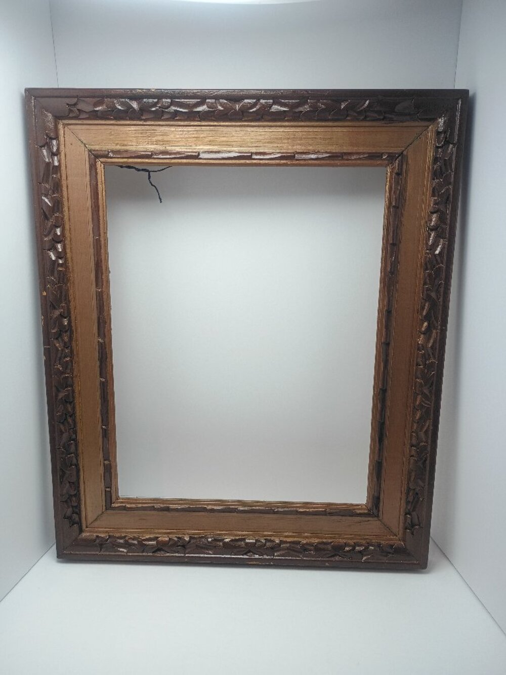 Vintage Hand Carved Wood 12x16 Picture Frame Made in Mexico for Stretched Canvas